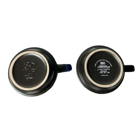 Boston Warehouse Set of 2 Stoneware Dark Blue Stackable Mugs - Picture 4 of 5